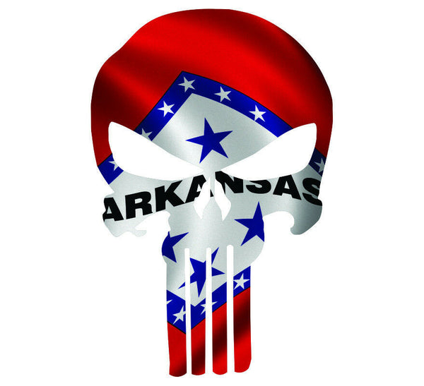 Punisher Decal State of Arkansas Flag Vinyl Decal - Various Sizes, ships free
