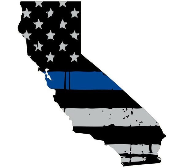 Thin Blue Line Decal - State of California window vinyl sticker - Various Size