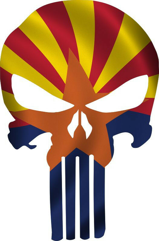Punisher Skull Decal State of Arizona Exterior Window Decal -Various Sizes
