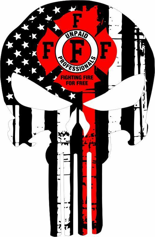Punisher Skull Firefighter Fighting Fire for Free Decal - Various Sizes