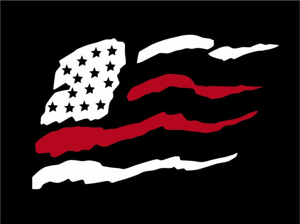 Thin RED line decal - Die Cut USA Flag RED line window Decal - Various Sizes
