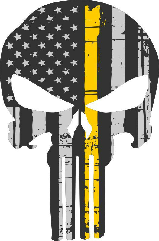 Punisher Skull Decal Yellow Flag Skull Window decal - 3 Sizes Free Shipping