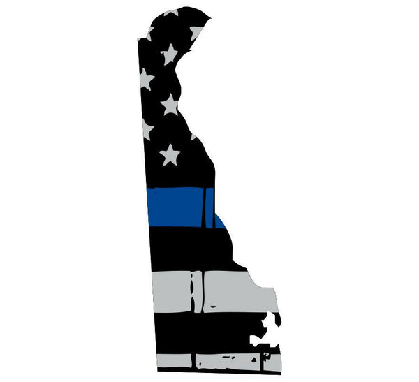 Thin Blue Line Decal - State of Delaware window vinyl sticker - Various Size