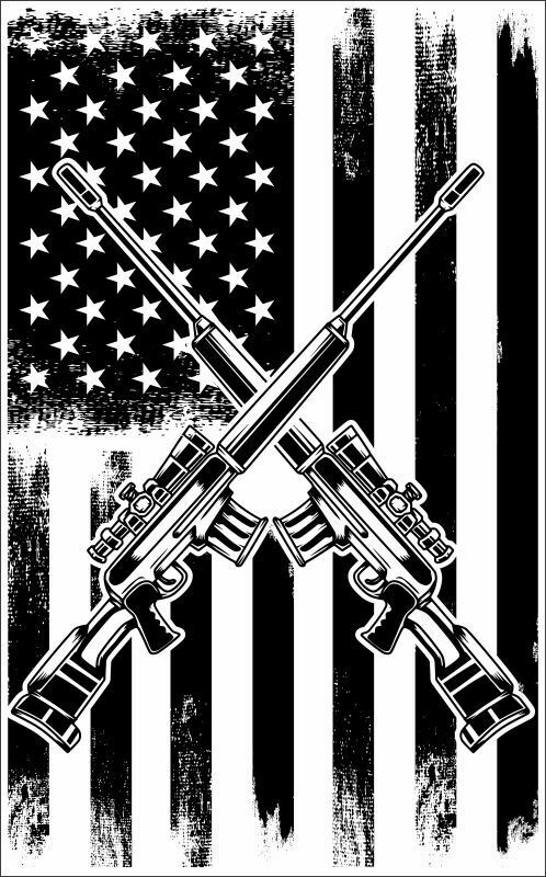 2nd Amendment Decal USA Flag Sticker with Guns - Various Sizes Made in the USA