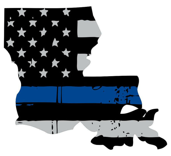 Thin Blue Line Decal - State of Louisiana window vinyl sticker - Various Size