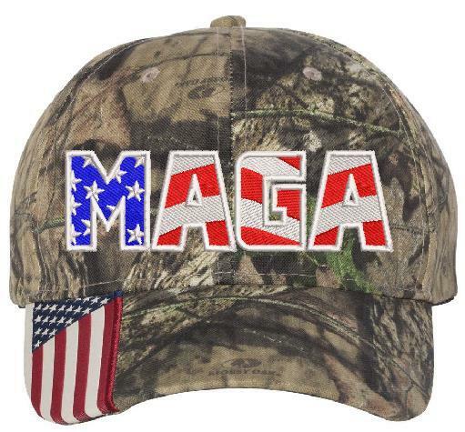 Donald Trump USA MAGA Embroidered Camo Mossy Oak Adjustable Hat USA MAGA