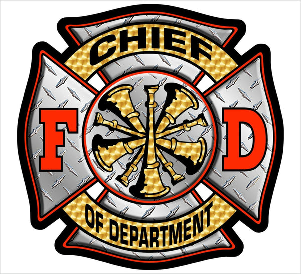 Firefighter Decal - Chief Of Department Diamond Maltese Sticker - Various Sizes