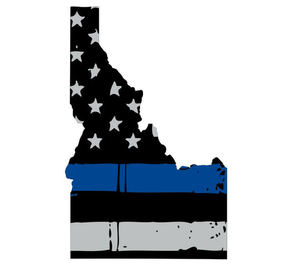 Thin Blue Line Decal - State of Idaho window vinyl sticker - Various Size