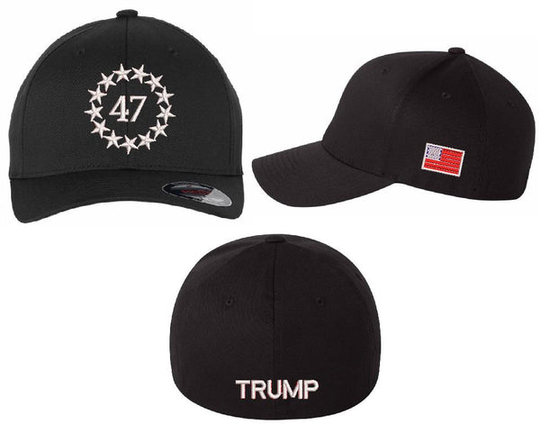 Trump 2024 Hat - 47th President Stars with Side Flag Patch and TRUMP on the back