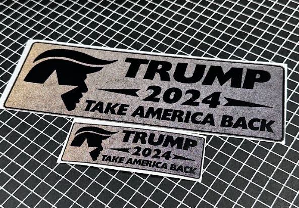 Trump 2024 Bumper Window Sticker/Magnet BLACKOUT REFLECTIVE "Take America Back"