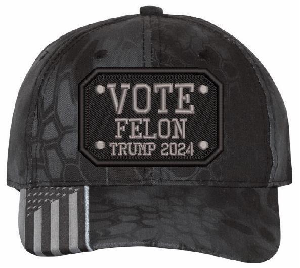 Trump 2024 Hat - VOTE FELON TRUMP 2024 Embroidered Flex/Adjustable Trump Hat