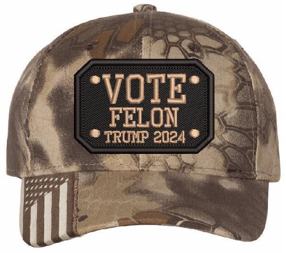 Trump 2024 Hat - VOTE FELON TRUMP 2024 Embroidered Flex/Adjustable Trump Hat