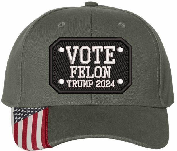 Trump 2024 Hat - VOTE FELON TRUMP 2024 Embroidered Flex/Adjustable Trump Hat