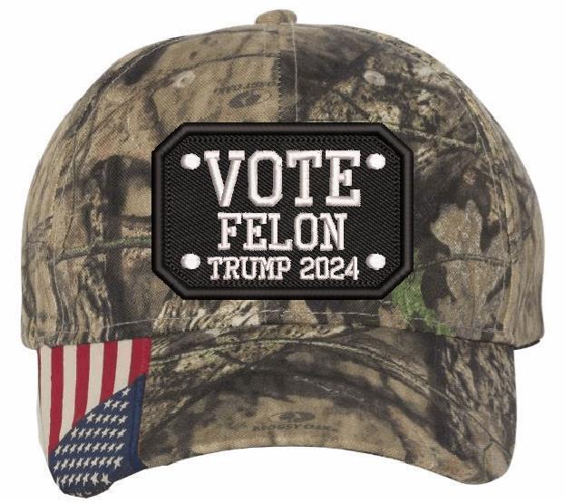 Trump 2024 Hat - VOTE FELON TRUMP 2024 Embroidered Flex/Adjustable Trump Hat