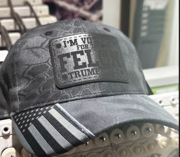 Trump 2024 I'm Voting for the Felon Kryptek Typhoon Flag Brim Black Badge Hat