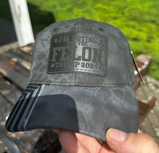 Trump 2024 I'm Voting for the Felon Kryptek Typhoon Flag Brim Black Badge Hat