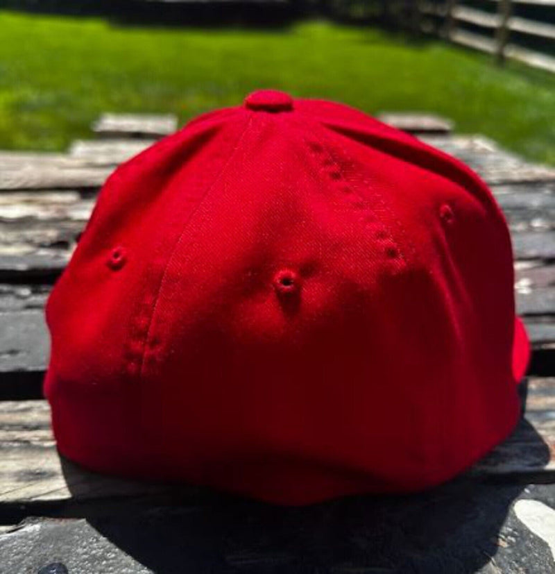 Trump 2024 Hat - VOTING FOR FELON 2024 Flex Fit RED Leather BADGE Custom Hat