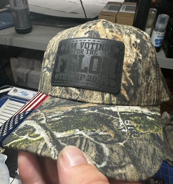 Convicted Felon "Voting for the Felon" MOSSY OAK Trump 2024 Adjustable Hat MAGA