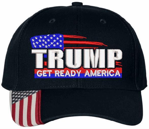 Trump Hat Get Ready America Embroidered Adjustable/Flex Fit Hat MAGA TRUMP 2024