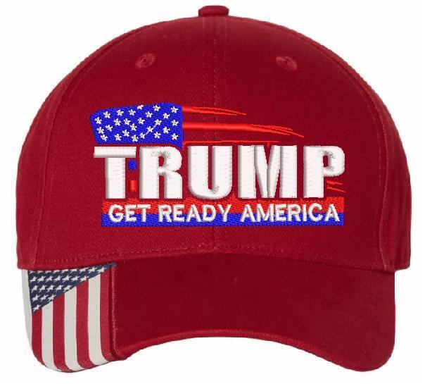 Trump Hat Get Ready America Embroidered Adjustable/Flex Fit Hat MAGA TRUMP 2024