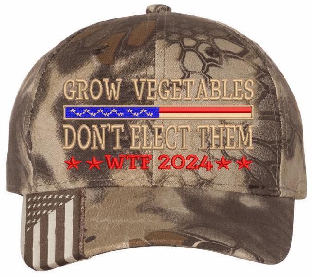 Trump 2024 Hat - Grow Vegetables don't elect them Flex Fit 6277 Embroidered Hat