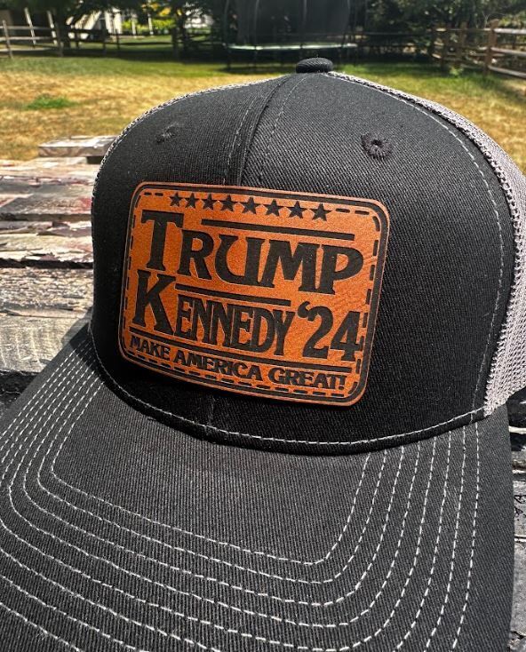 Trump Kennedy 2024 Hat - Black/Charcoal OC771 LEATHER BADGE Hat Mesh Back