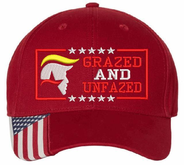 Trump Grazed Not Fazed Embroidered Hat - Bulletproof Trump 2024 hat MAGA