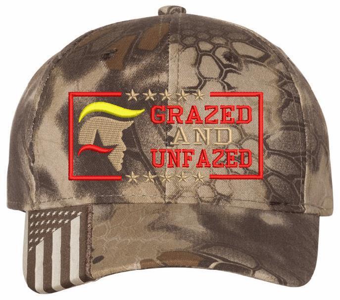 Trump Grazed Not Fazed Embroidered Hat - Bulletproof Trump 2024 hat MAGA