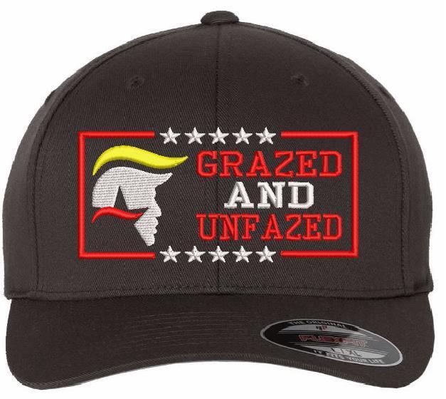 Trump Grazed Not Fazed Embroidered Hat - Bulletproof Trump 2024 hat MAGA