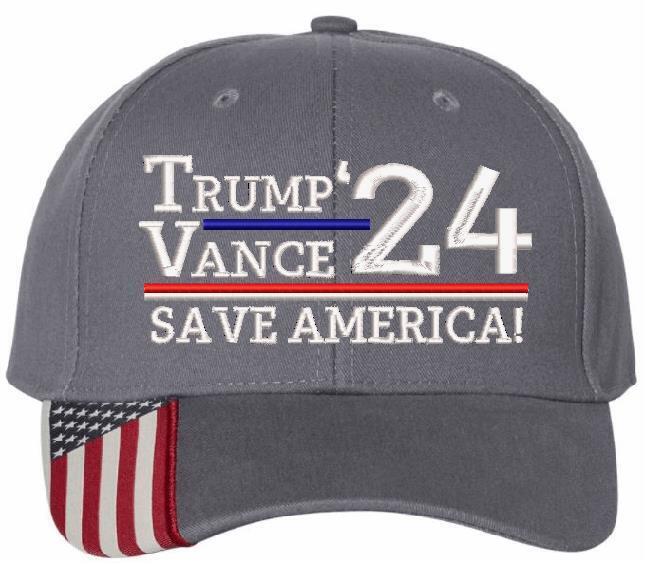 Trump Vance Hat 2024 Ver. 2 Embroidered Hat - USA300 or Flex Fit Trump 2024 Hat