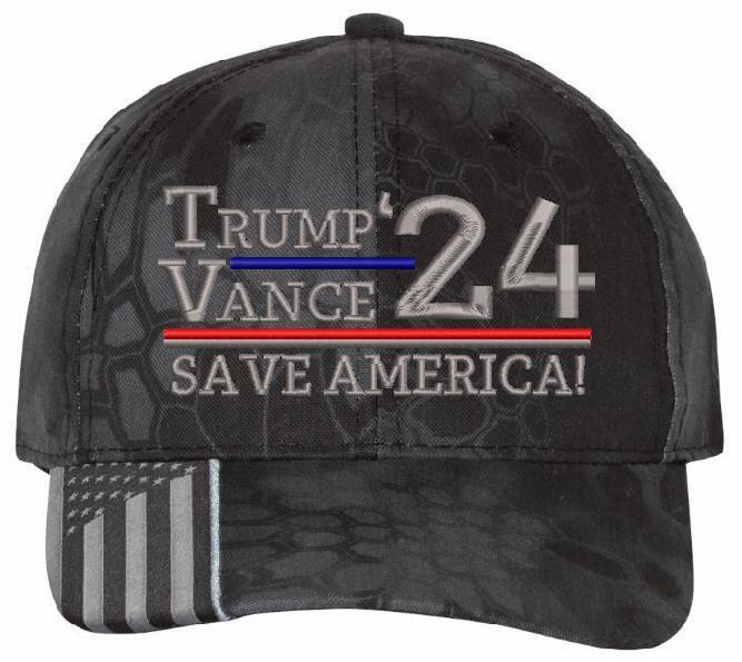 Trump Vance Hat 2024 Ver. 2 Embroidered Hat - USA300 or Flex Fit Trump 2024 Hat