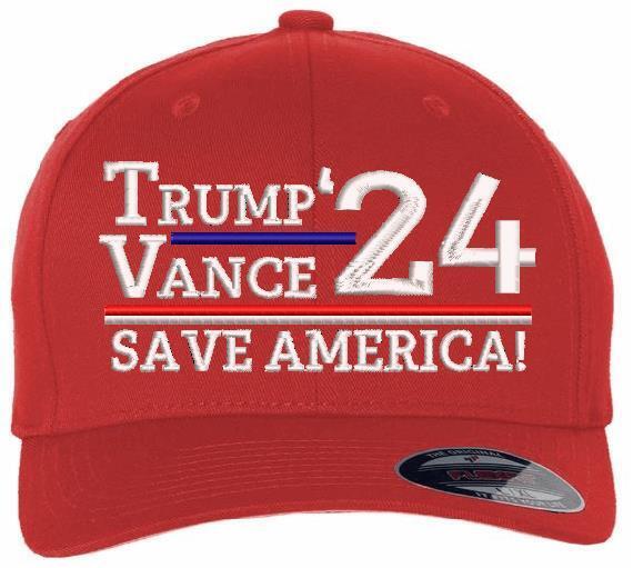 Trump Vance Hat 2024 Ver. 2 Embroidered Hat - USA300 or Flex Fit Trump 2024 Hat