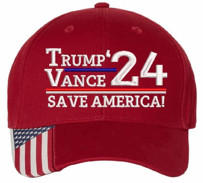 Trump Vance Hat 2024 Ver. 2 Embroidered Hat - USA300 or Flex Fit Trump 2024 Hat