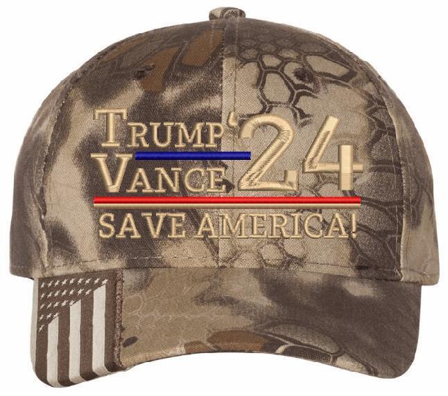 Trump Vance Hat 2024 Ver. 2 Embroidered Hat - USA300 or Flex Fit Trump 2024 Hat