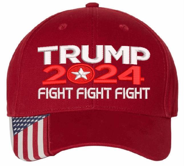 Trump Vance FIGHT FIGHT FIGHT Embroidered Flex Fit or Adjustable Hat MAGA Trump