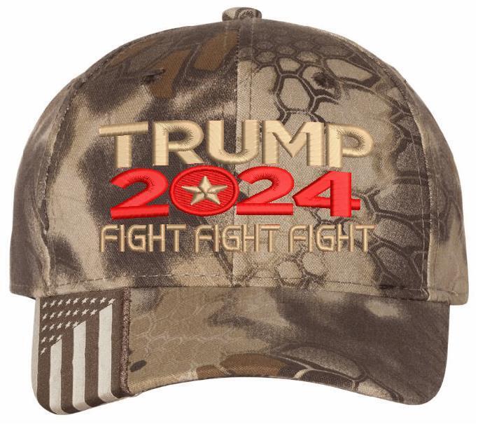 Trump Vance FIGHT FIGHT FIGHT Embroidered Flex Fit or Adjustable Hat MAGA Trump