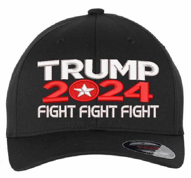 Trump Vance FIGHT FIGHT FIGHT Embroidered Flex Fit or Adjustable Hat MAGA Trump