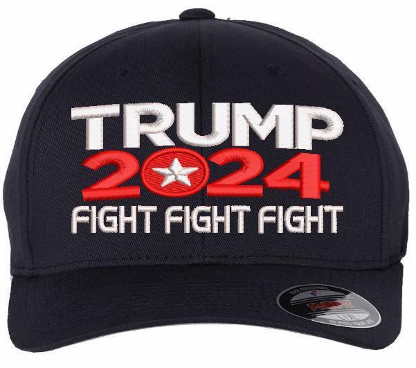 Trump Vance FIGHT FIGHT FIGHT Embroidered Flex Fit or Adjustable Hat MAGA Trump