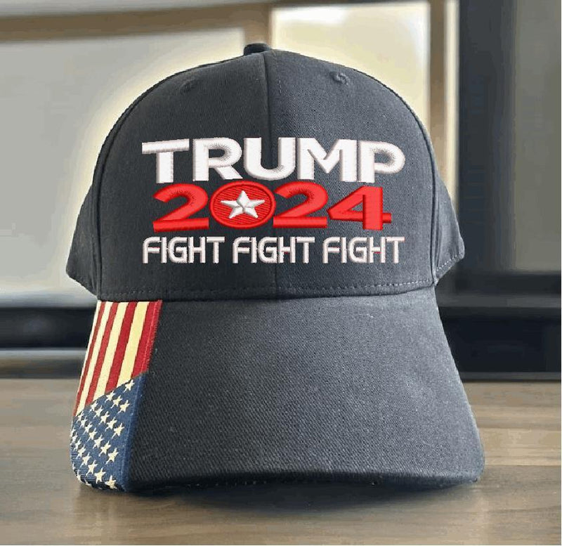 Trump Vance FIGHT FIGHT FIGHT Embroidered Flex Fit or Adjustable Hat MAGA Trump