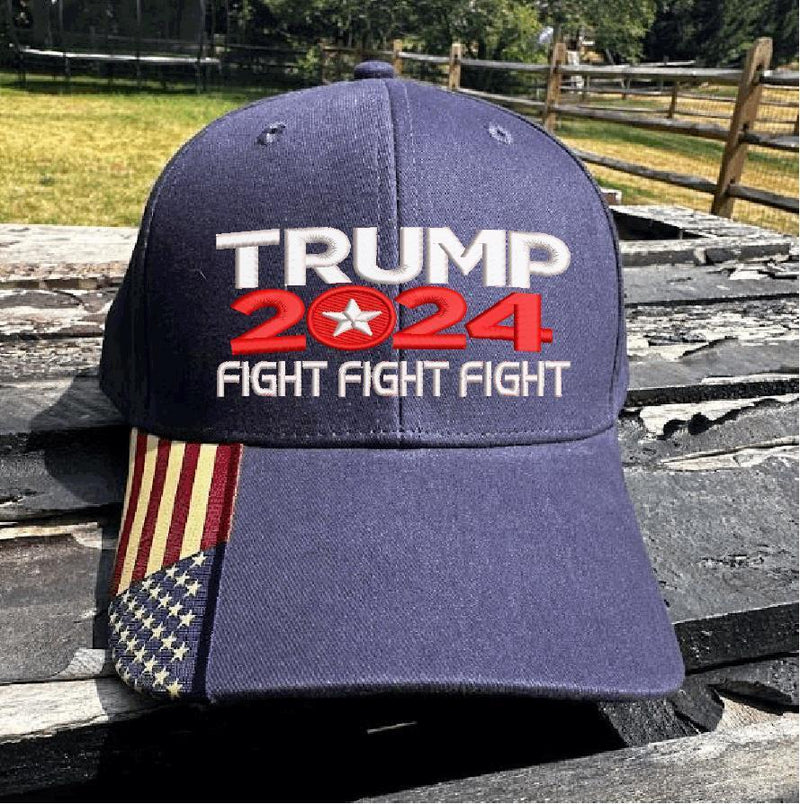 Trump Vance FIGHT FIGHT FIGHT Embroidered Flex Fit or Adjustable Hat MAGA Trump