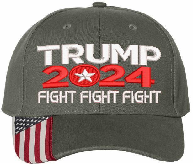 Trump Vance FIGHT FIGHT FIGHT Embroidered Flex Fit or Adjustable Hat MAGA Trump