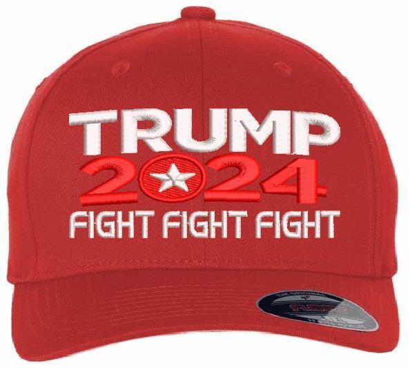 Trump Vance FIGHT FIGHT FIGHT Embroidered Flex Fit or Adjustable Hat MAGA Trump