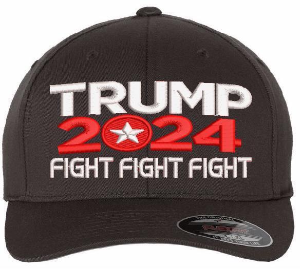 Trump Vance FIGHT FIGHT FIGHT Embroidered Flex Fit or Adjustable Hat MAGA Trump