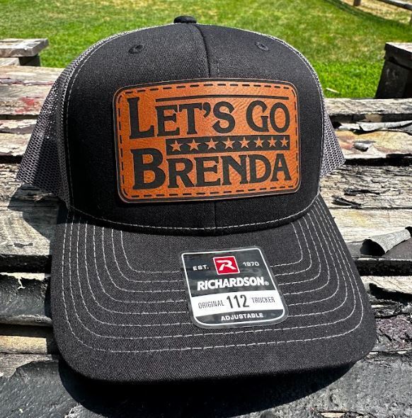 Let's Go Brenda Hat Trump Vance 2024 Leather Badge Richardson 112 Charcoa/Black