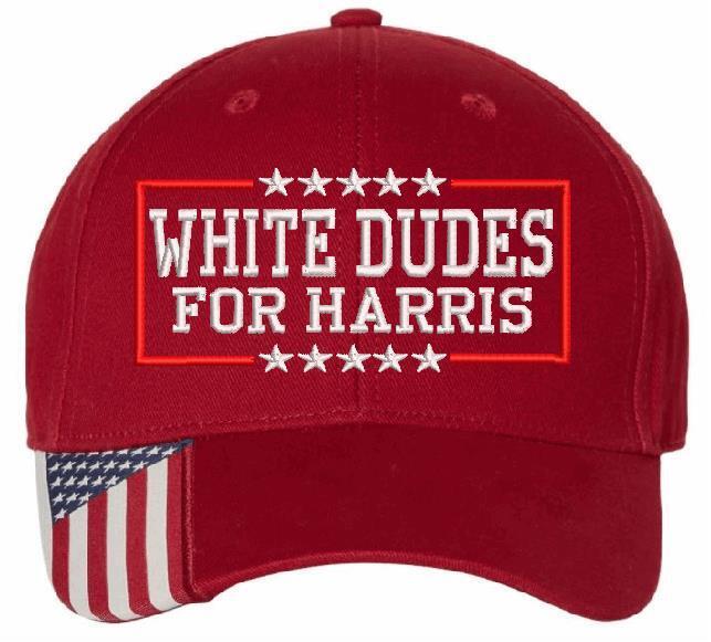 White Dudes For Kamala Harris Hat Embroidered USA300 Adjustable Hat Version Two