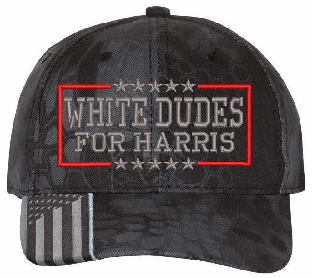 White Dudes For Kamala Harris Hat Embroidered USA300 Adjustable Hat Version Two