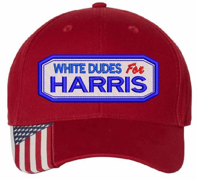 White Dudes For Kamala-Harris Hat Embroidered USA300 Adjustable Hat Kamala 2024