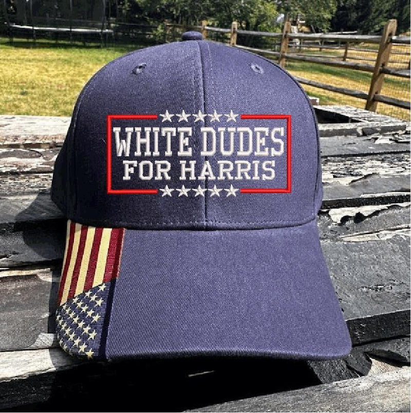 White Dudes For Kamala Harris Hat Embroidered USA300 Adjustable Hat Version Two