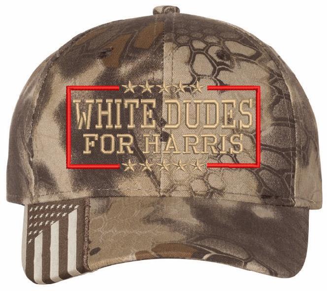 White Dudes For Kamala Harris Hat Embroidered USA300 Adjustable Hat Version Two