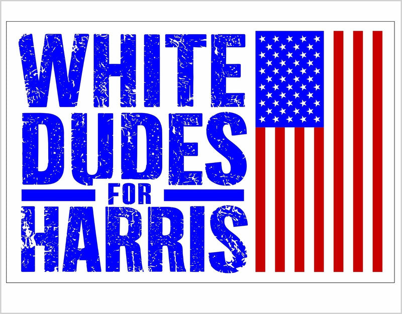 White Dudes for Harris FLAG Style Bumper Sticker Kamala Harris